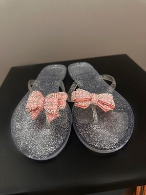 Pink Bow Jelly Flip Flops